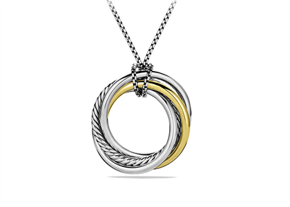 Two Tone Plated Round Twisted Wire Pendant